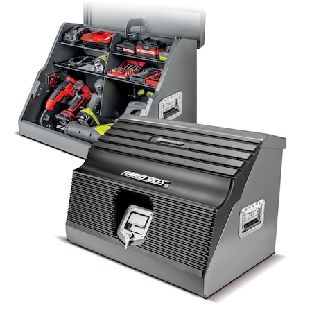 Powerbuilt Rapid Box Slant Front Power Tool Box, Steel, Gray, 26 in W x 18 in D x 19 in H 941805E